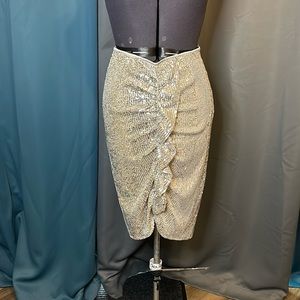 Silver sequin Endless Rose pencil skirt